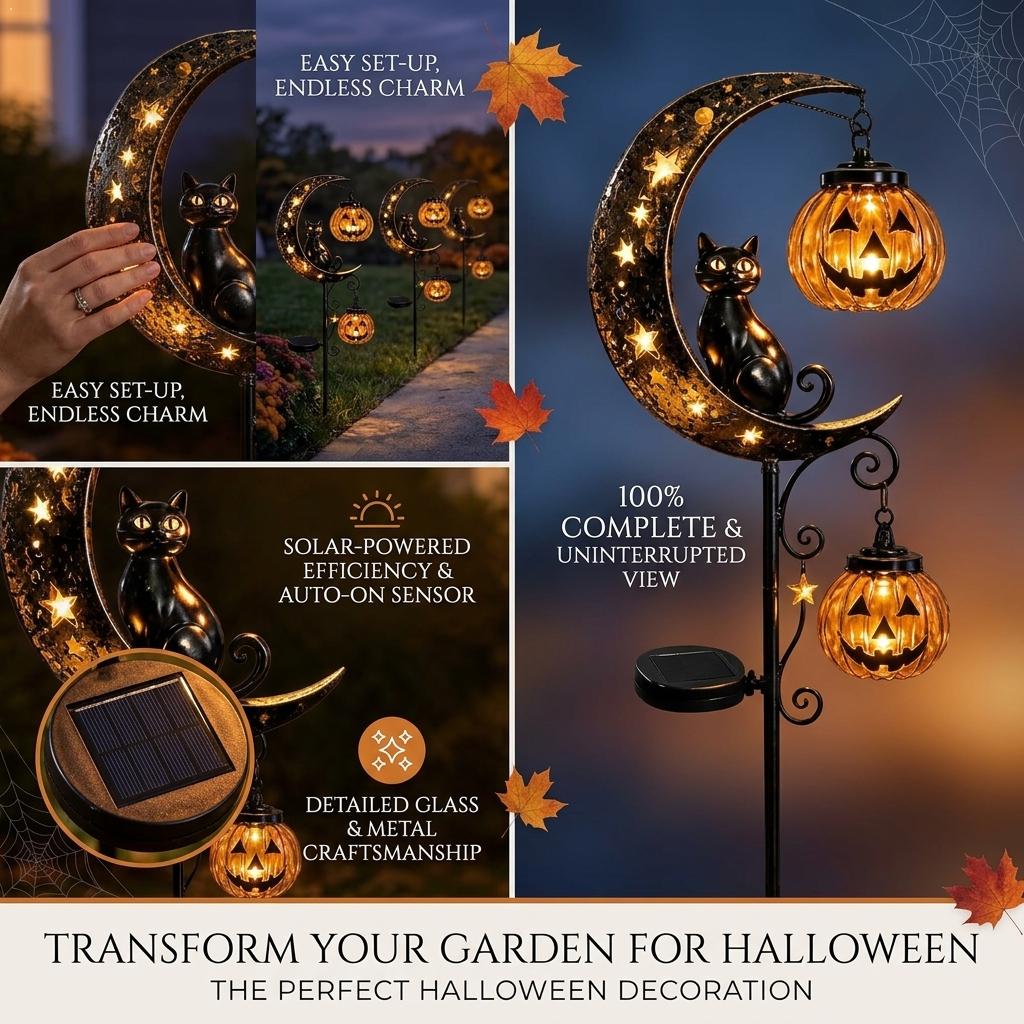 Led Moon Lamp - Хэллоуинский садовый светильник в виде черного