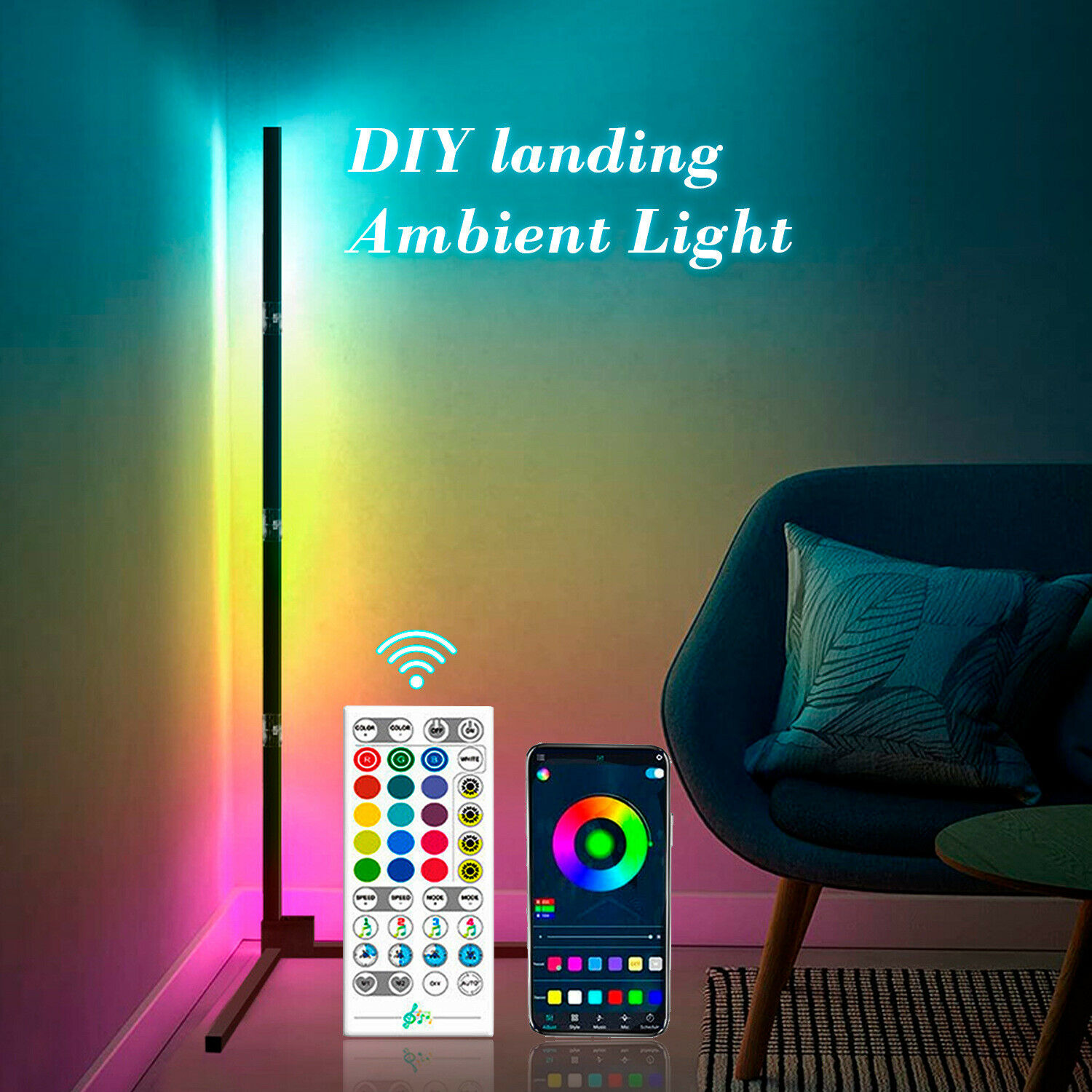Decor Lighting Floor Lamps - Современная светодиодная угловая лампа RGB, торшер,