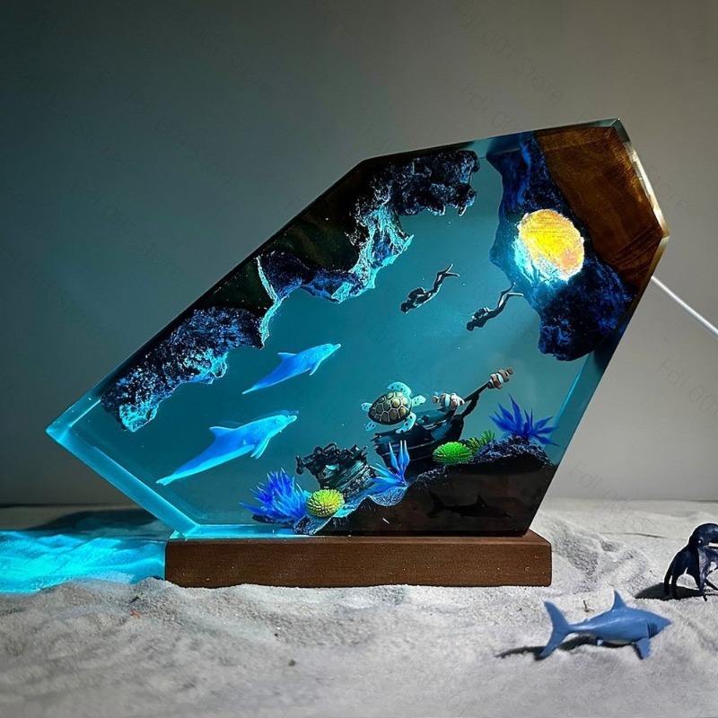 Ночник из смолы «Дельфин и Чер – обзор и цена Unique Lighting Decor