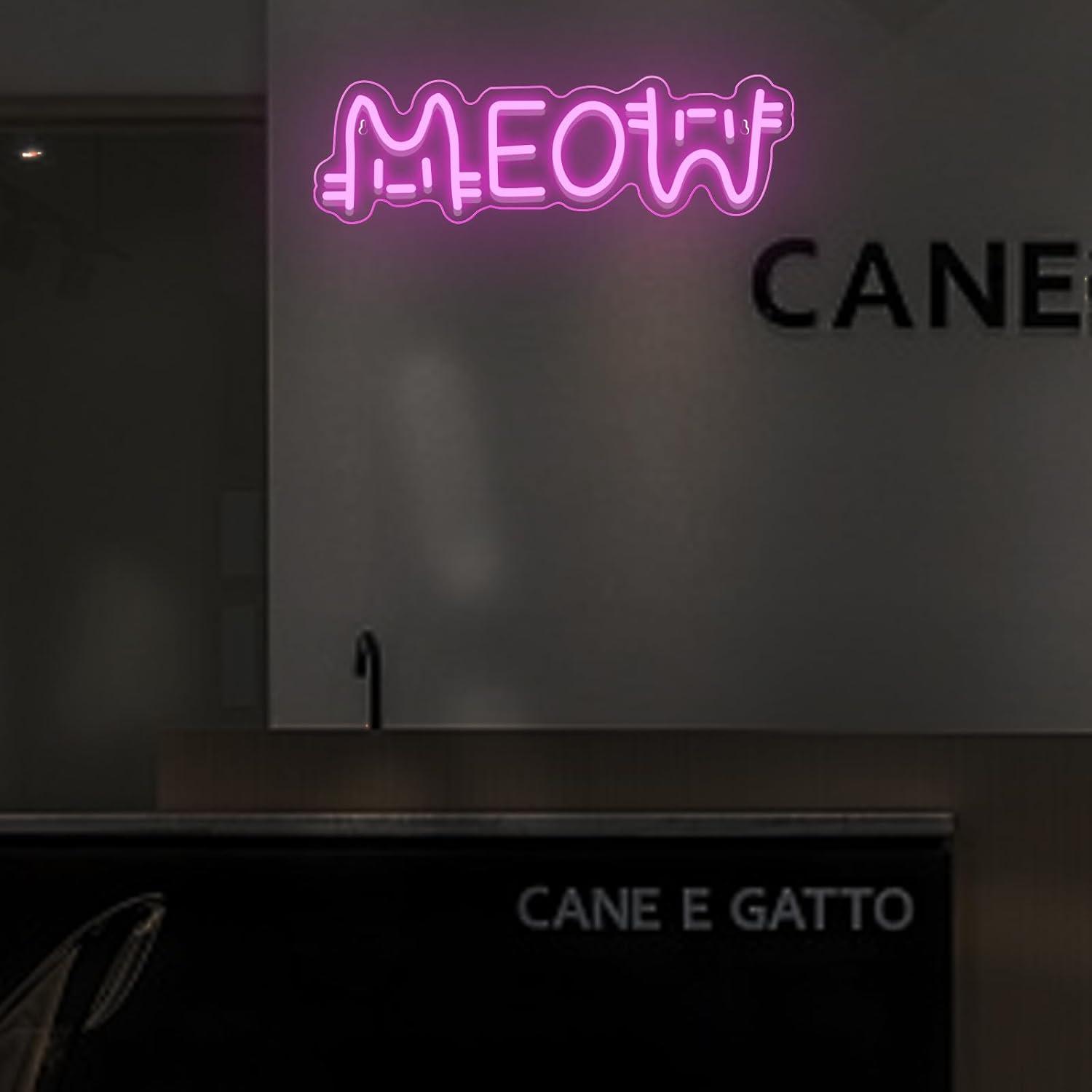 Неоновая вывеска «Мяу» в виде  – обзор и цена Lighting Decor Store