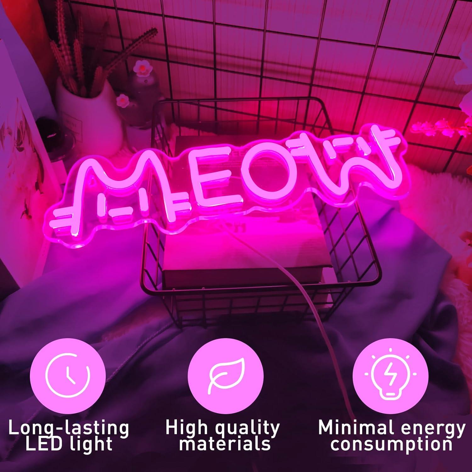 Неоновая вывеска «Мяу» в виде  – обзор и цена Lighting Decor Store